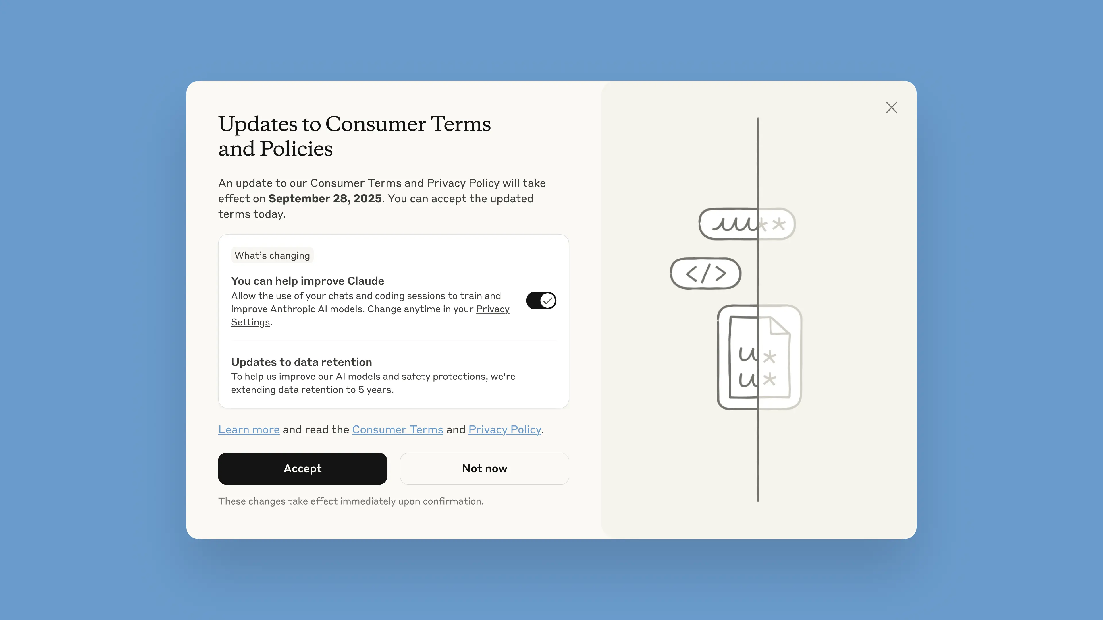 App screen showing the modal presented to users