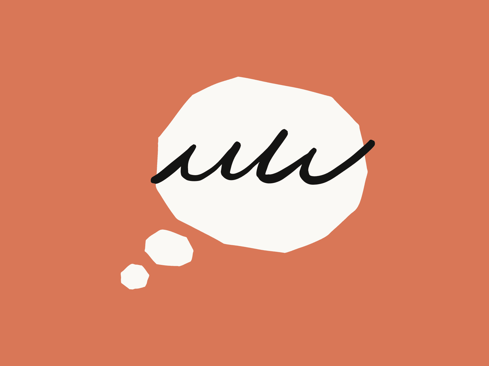 A stylized thought bubble illustration on an orange background
