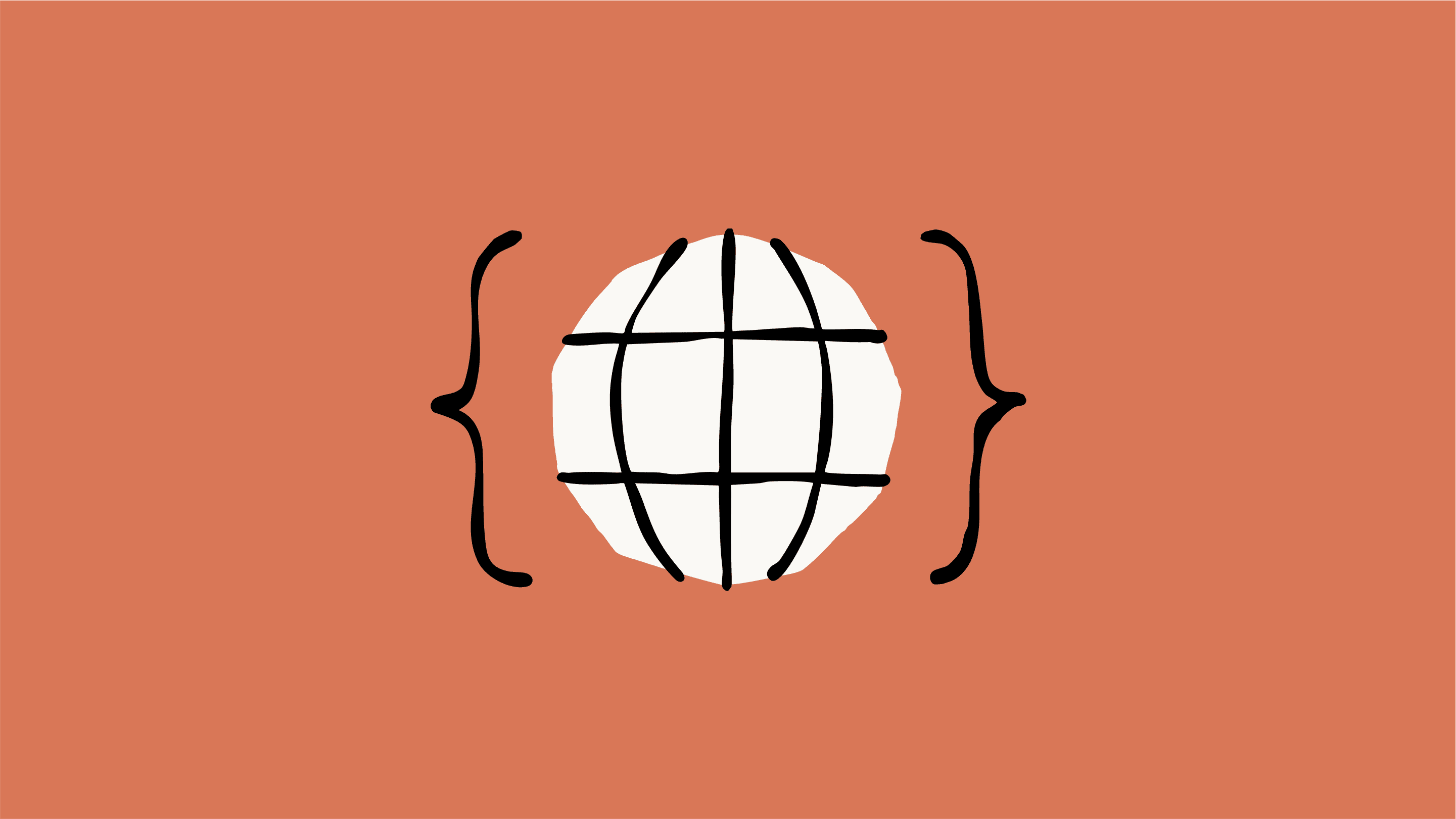 An illustration of a globe in between brackets