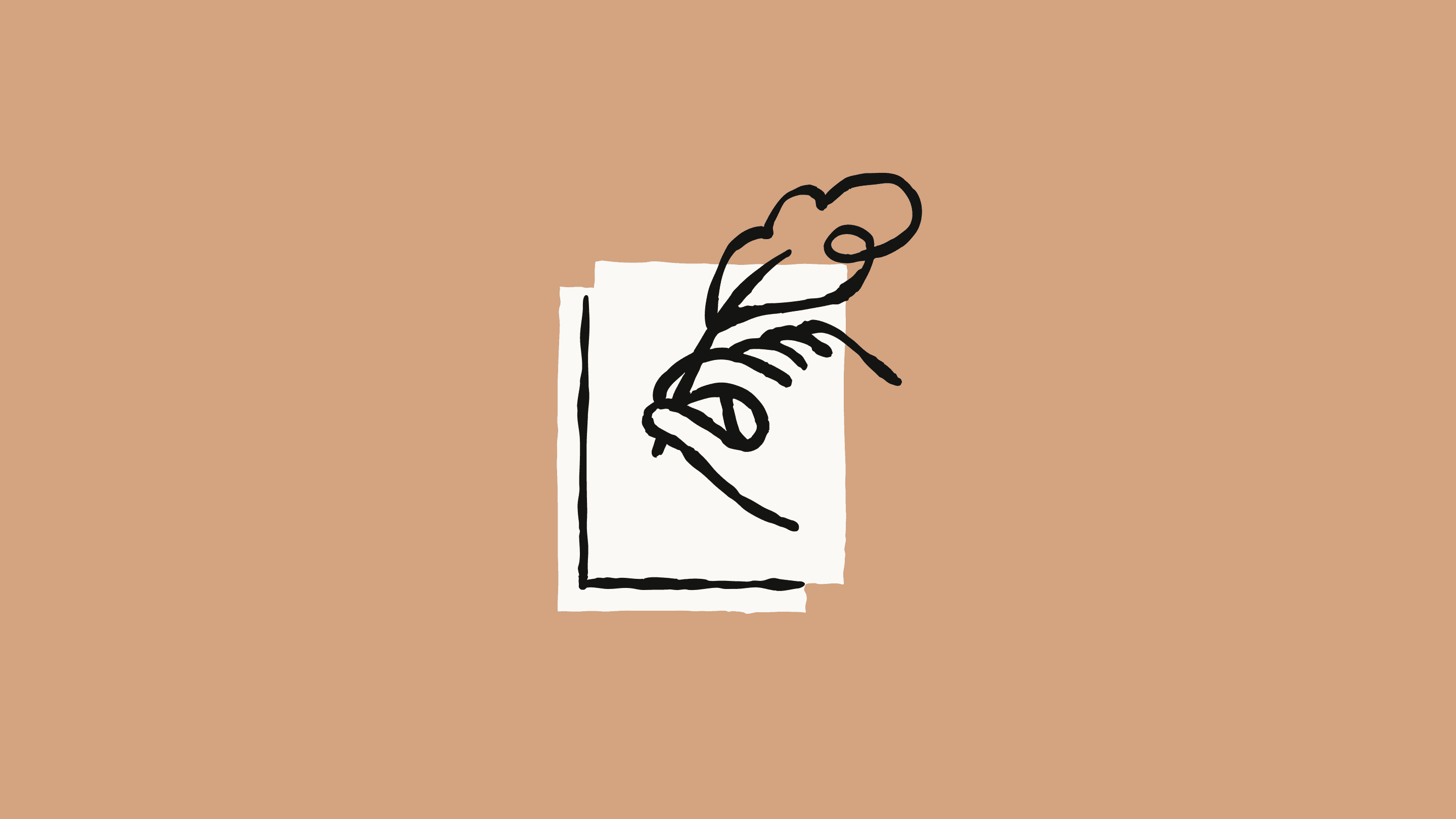 羽ペンで紙に署名する手のイラスト